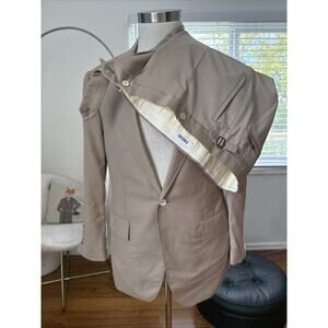 NEW FRERE Beige Wool And Silk Mens Classic Suit Blazer And Pants Sz 42